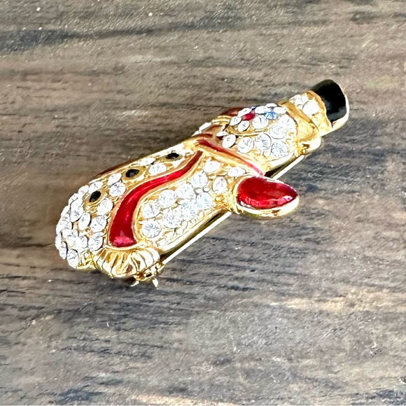 Monét Snowman Pin Brooch FROSTY Gold Tone Crystal Rhinestones Enamel Holiday Pin - Picture 6 of 8